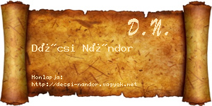 Décsi Nándor névjegykártya